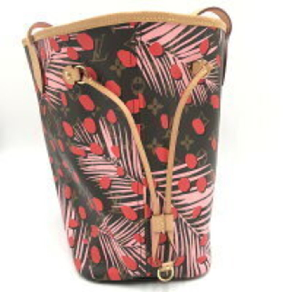 Louis Vuitton Neverfull Monogram Jungle Dot Brown Red Tote Bag